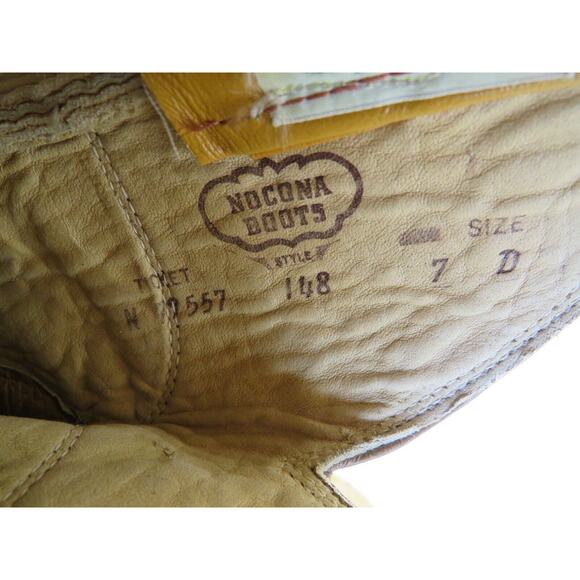 NOCONA Brown Leather Ostrich Cowboy Western Boots Mens Size 7 D main image 7